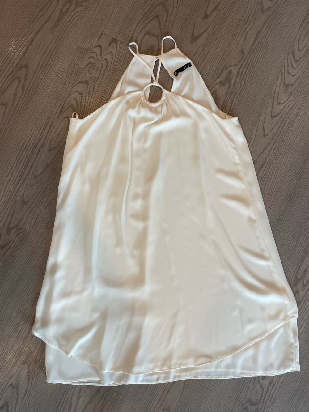 Women's White Halter Slip Dress with Ring Detail